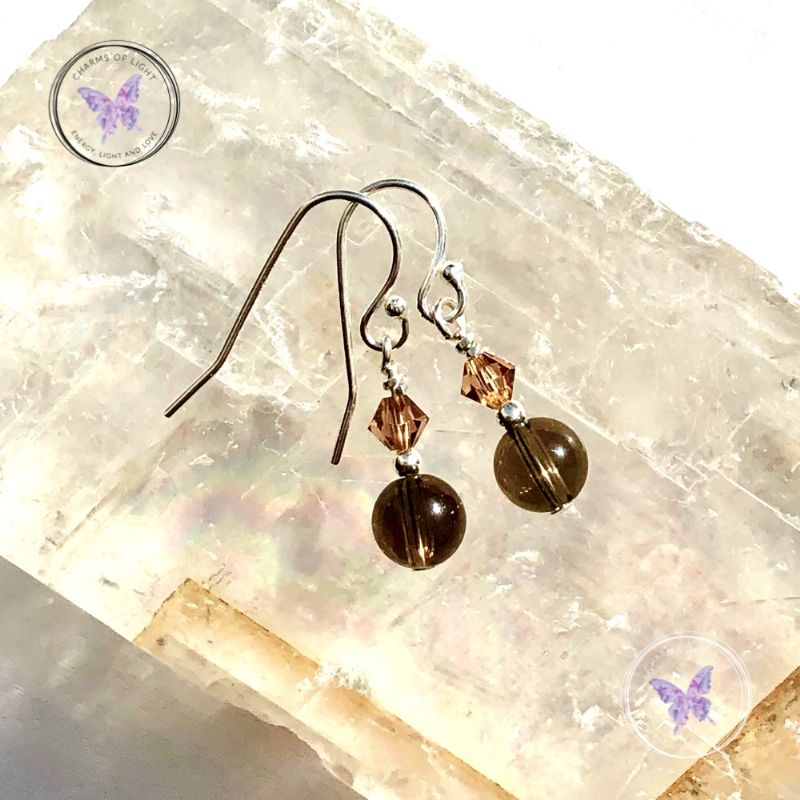 Smokey Quartz Crystal Earrings